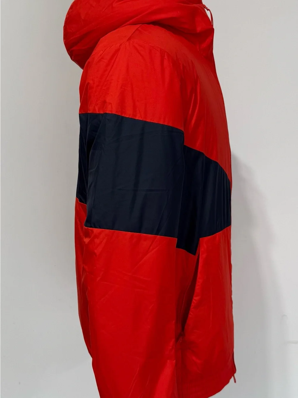 Nike Red Hooded Windbreaker with Black Chevron